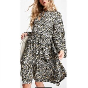 Vila Boho Smock Dress In Black UK sz 40, US sz 8